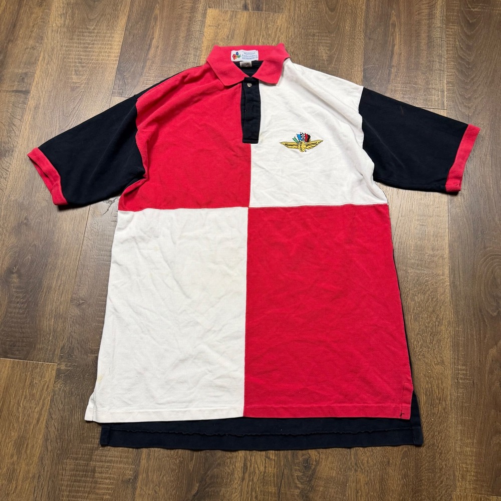 Vintage 90s Y2K Indy 500 Indianapolis Motor Speedway Colorblock Polo XL